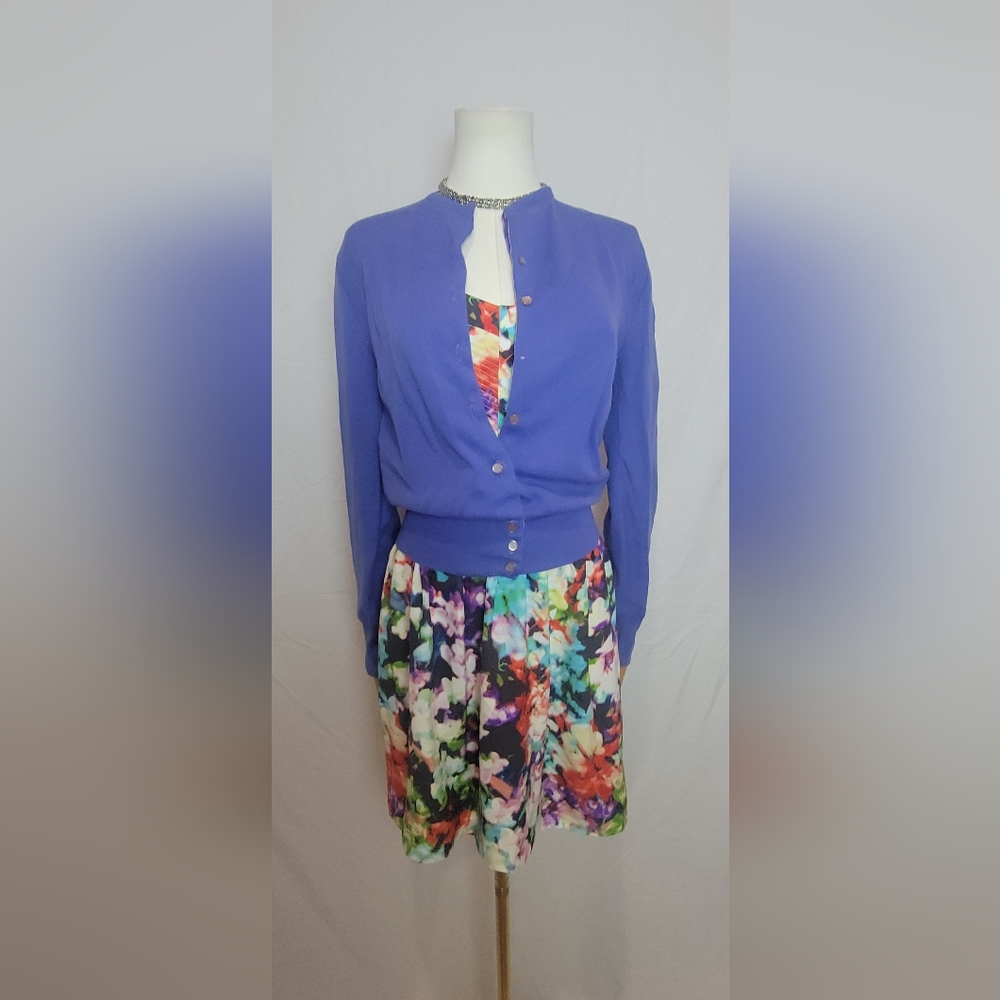 Vintage 1980s Purple Cardigan Sweater, Size Medium